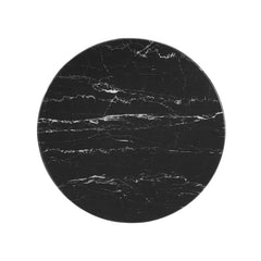 Round Pedestal Table, Black Faux Marble Top with Black Steel Base