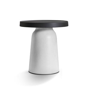 Round Plastic Side Table, 19.5 In H, Black Top with White Base