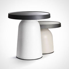 Round Plastic Side Table, 19.5 In H, Black Top with White Base