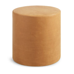 Round Pouffe, 17 in, Camel Full Grain Leather