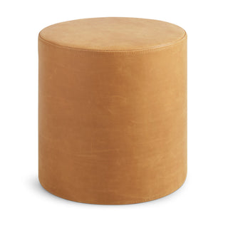 Round Pouffe, 17 in, Camel Full Grain Leather