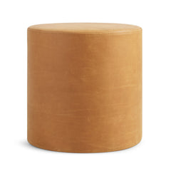 Round Pouffe, 17 in, Camel Full Grain Leather
