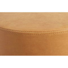 Round Pouffe, 17 in, Camel Full Grain Leather
