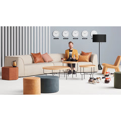 Round Pouffe, 17 in, Camel Full Grain Leather
