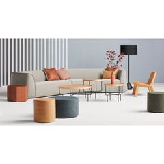 Round Pouffe, 17 in, Camel Full Grain Leather