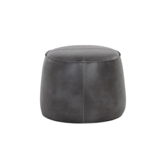 Round Pouffe with 200 lb Capacity in Gray Faux Leather