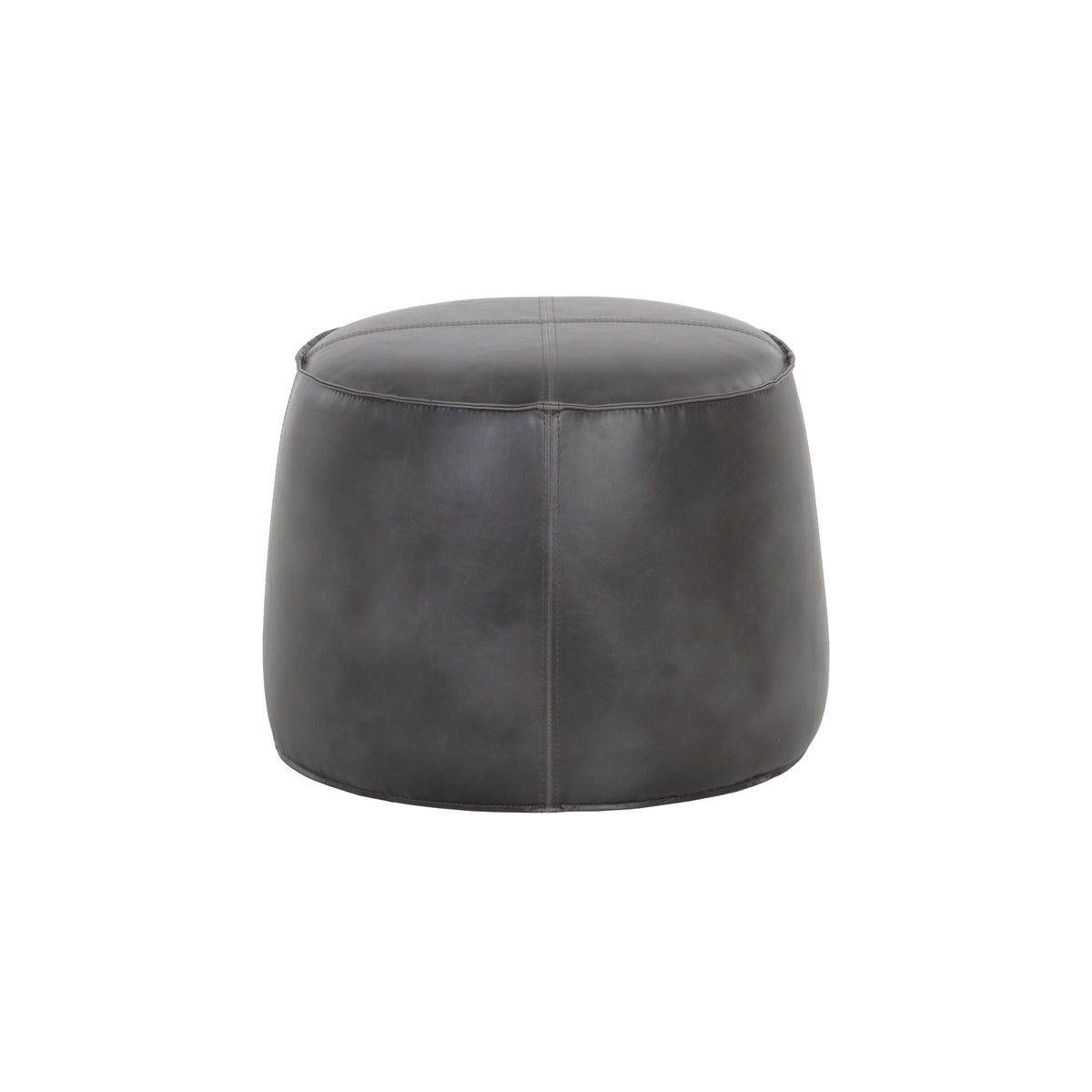 Round Pouffe with 200 lb Capacity in Gray Faux Leather