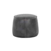 Round Pouffe with 200 lb Capacity in Gray Faux Leather