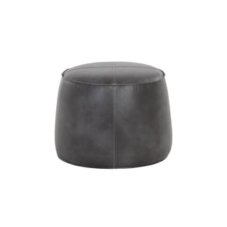 Round Pouffe with 200 lb Capacity in Gray Faux Leather