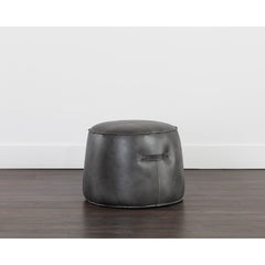 Round Pouffe with 200 lb Capacity in Gray Faux Leather