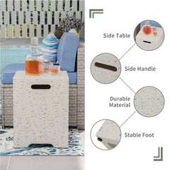 Round Propane Fire Pit Table with Glass Wind Guard and Tank Cover