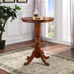 Round Pub Table in Cherry Manufactured Wood with Pedestal Base