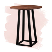 Round Pub Table, Solid Wood, 36 Inch, Brown Top, Black Base