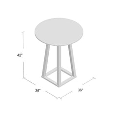 Round Pub Table, Solid Wood, 36 Inch, Brown Top, Black Base
