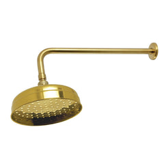 Round Rain Shower Head, Trimscape, 10-Inch with 17-Inch Arm in Brushed Brass
