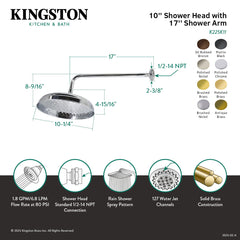 Round Rain Shower Head, Trimscape, 10-Inch with 17-Inch Arm in Brushed Brass