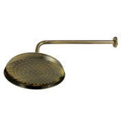 Round Rain Shower Head, Trimscape with 17-Inch Arm in Antique Brass