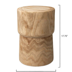 Round Side End Table, Solid Wood with Brown Finish