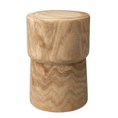 Round Side End Table, Solid Wood with Brown Finish