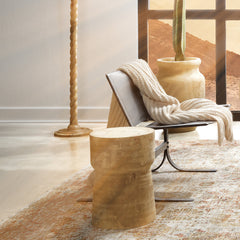 Round Side End Table, Solid Wood with Brown Finish