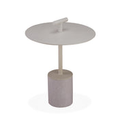 Round Side Table, 18 in, Taupe Steel Top with Metal Frame