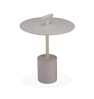 Round Side Table, 18 in, Taupe Steel Top with Metal Frame