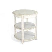 Round Side Table, Solid Mahogany with Double Shelf