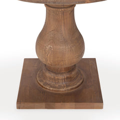 Round Side Table with Pedestal Base, Solid Pine, Mission Brown