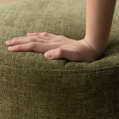 Round Swivel Ottomans, Set of 2, Green Polyester Blend Upholstery