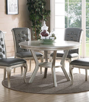 Round Table, Seats 4, Manufactured Wood, 48 Inch, Silver Finish