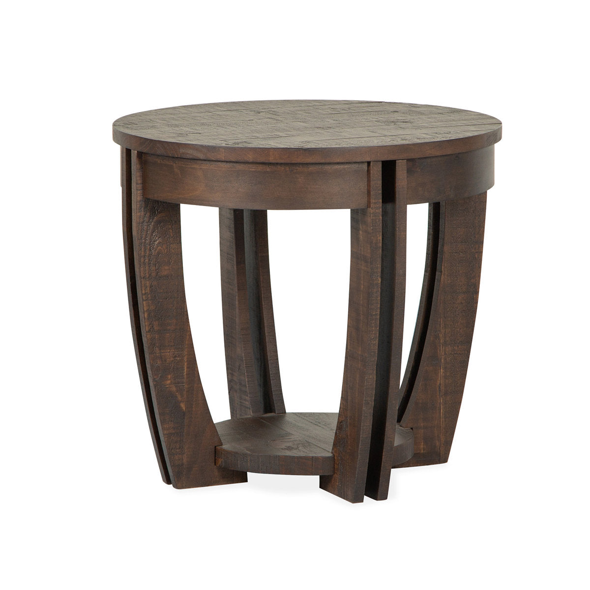 Round Table, Solid Pine with Brown Finish