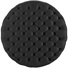 Round Tufted Pouffe Ottoman with Black Plastic Legs