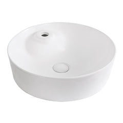 Round Vessel Sink, 17 Inch, Single Faucet Hole in White