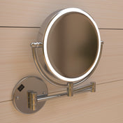 Round Wall Mount LED Mirror with 7X Magnification in Polished Chrome