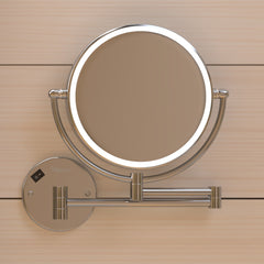 Round Wall Mount LED Mirror with 7X Magnification in Polished Chrome