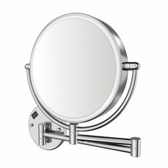 Round Wall Mount LED Mirror with 7X Magnification in Polished Chrome