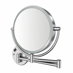 Round Wall Mount LED Mirror with 7X Magnification in Polished Chrome
