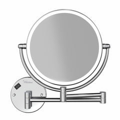 Round Wall Mount LED Mirror with 7X Magnification in Polished Chrome