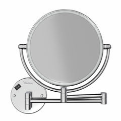 Round Wall Mount LED Mirror with 7X Magnification in Polished Chrome
