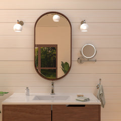 Round Wall Mount LED Mirror with 7X Magnification in Polished Chrome