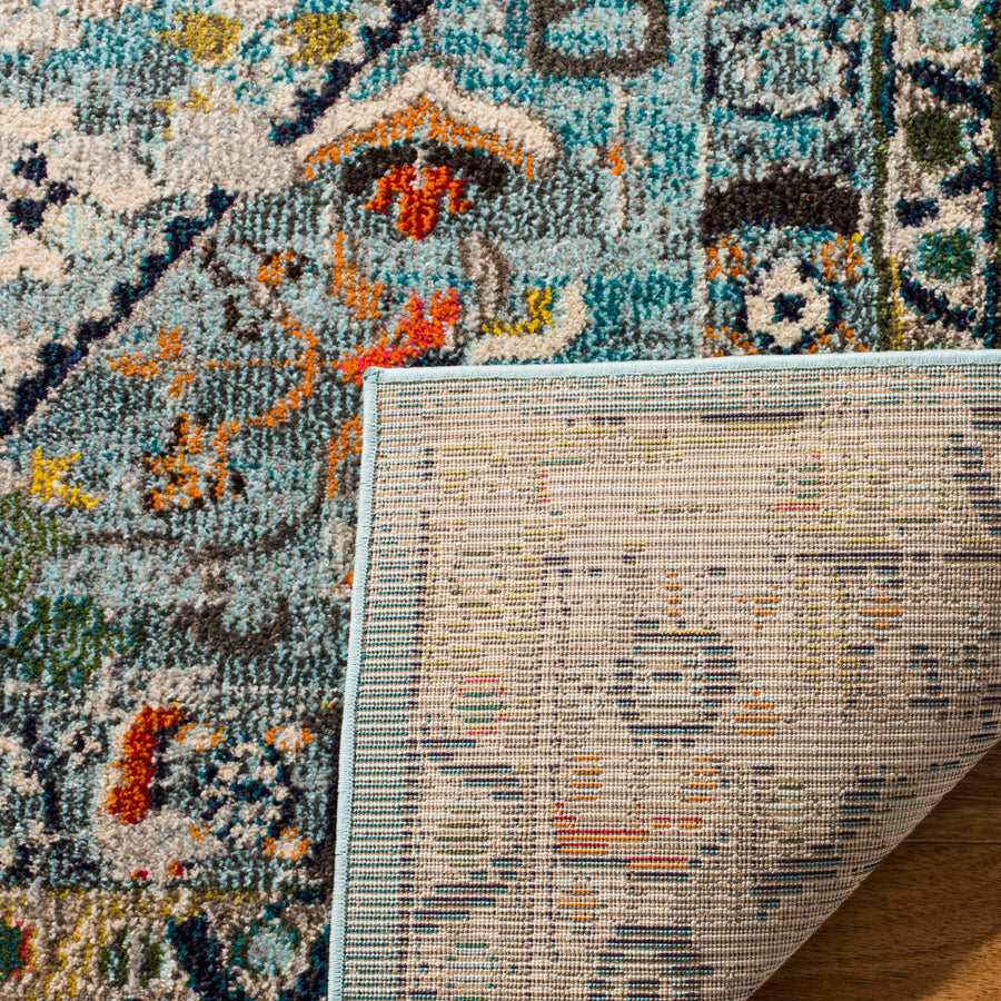 Folded corner | one corner turned back to show the backing and weave
