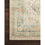 Close up | pile and border detail in beige, brown and green