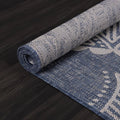 Rolled edge | the rug partly rolled, showing the backing and border