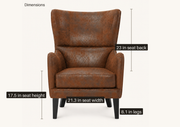 Dimensions | seat height 17.5 in, seat width 21.3 in, seat back 23 in and leg height 8.1 in