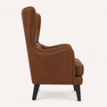 Side | studio side profile showing the wing projection, outer side panel and black tapered legs