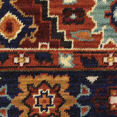 Runner Rug, 2'6" x 12', Red and Blue in Nylon and Wool