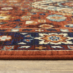 Runner Rug, 2'6" x 12', Red and Blue in Nylon and Wool