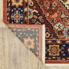 Runner Rug, 2'6" x 12', Red and Blue in Nylon and Wool