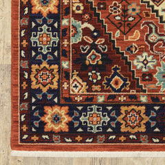 Runner Rug, 2'6" x 12', Red and Blue in Nylon and Wool