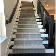 Runner Rug, 2'7" x 14', Gray Wool with Chevron Pattern